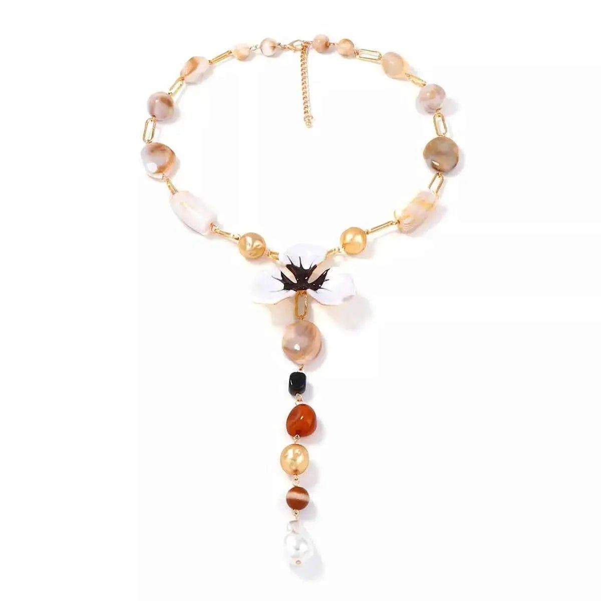 Alloy Dripping Oil Flower Resin Y - Shaped Necklace - SmileBen