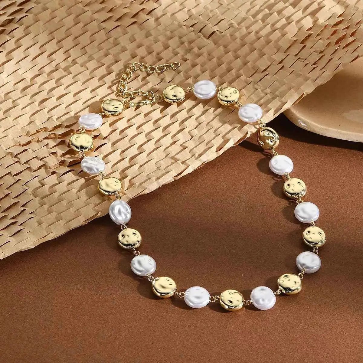 Alloy Pearl Chain Necklace - SmileBen