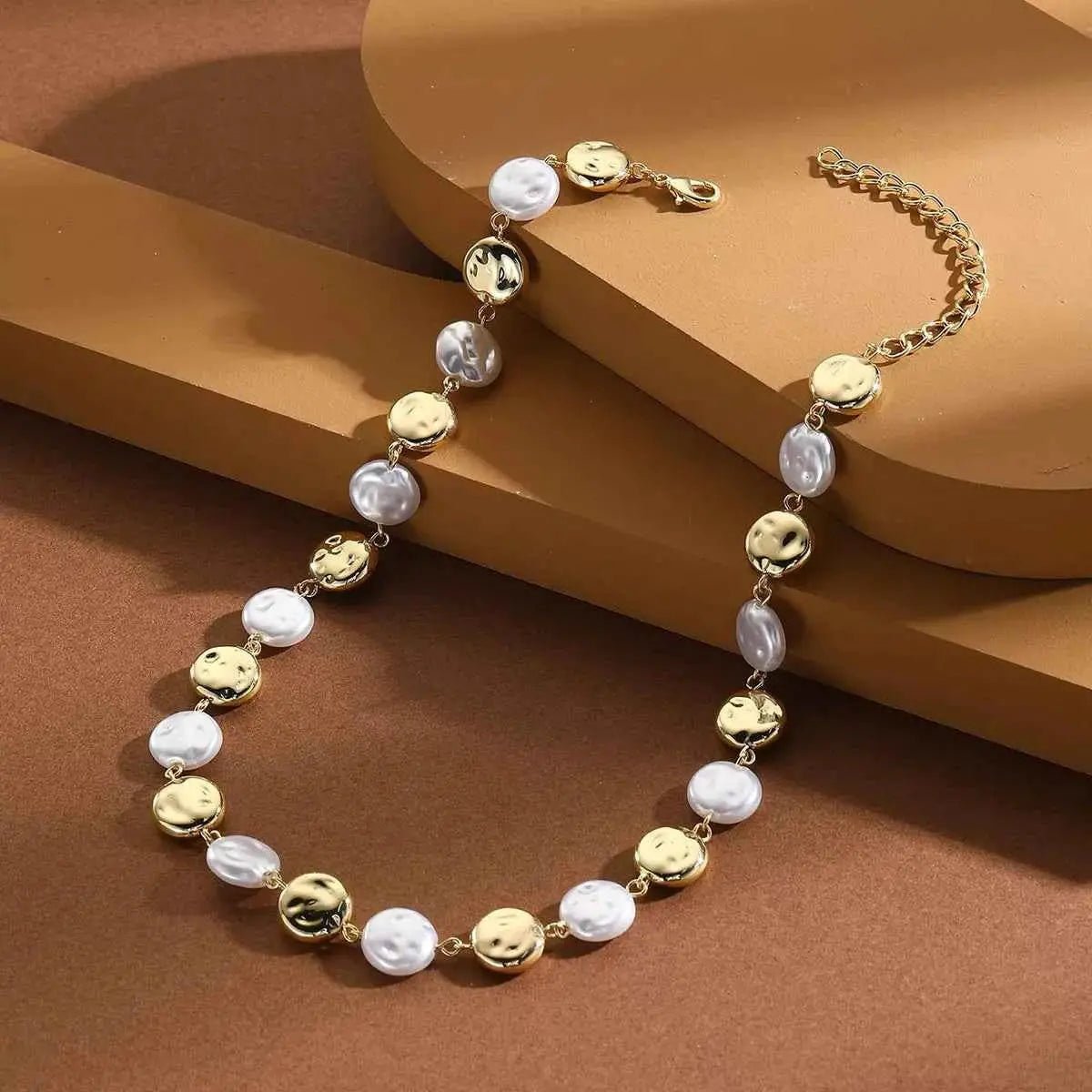 Alloy Pearl Chain Necklace - SmileBen