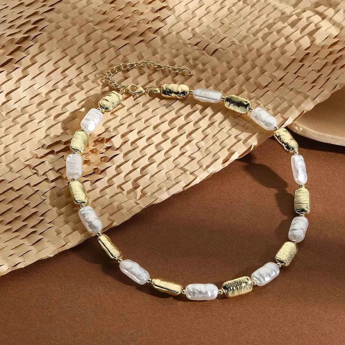 Alloy Pearl Chain Necklace - SmileBen