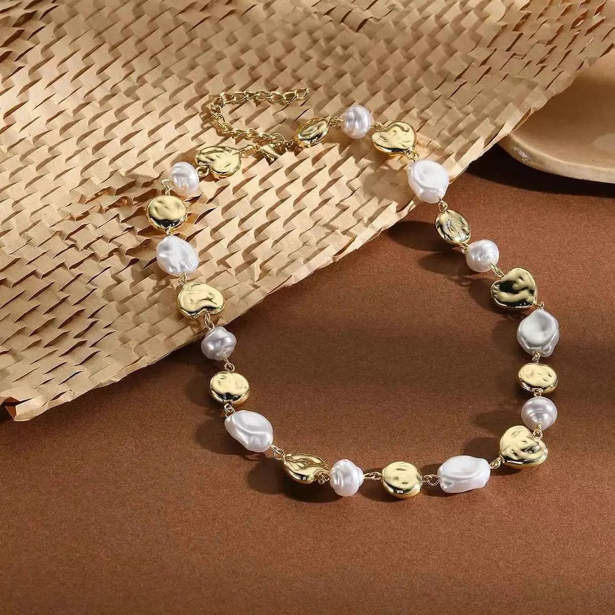Alloy Pearl Chain Necklace - SmileBen