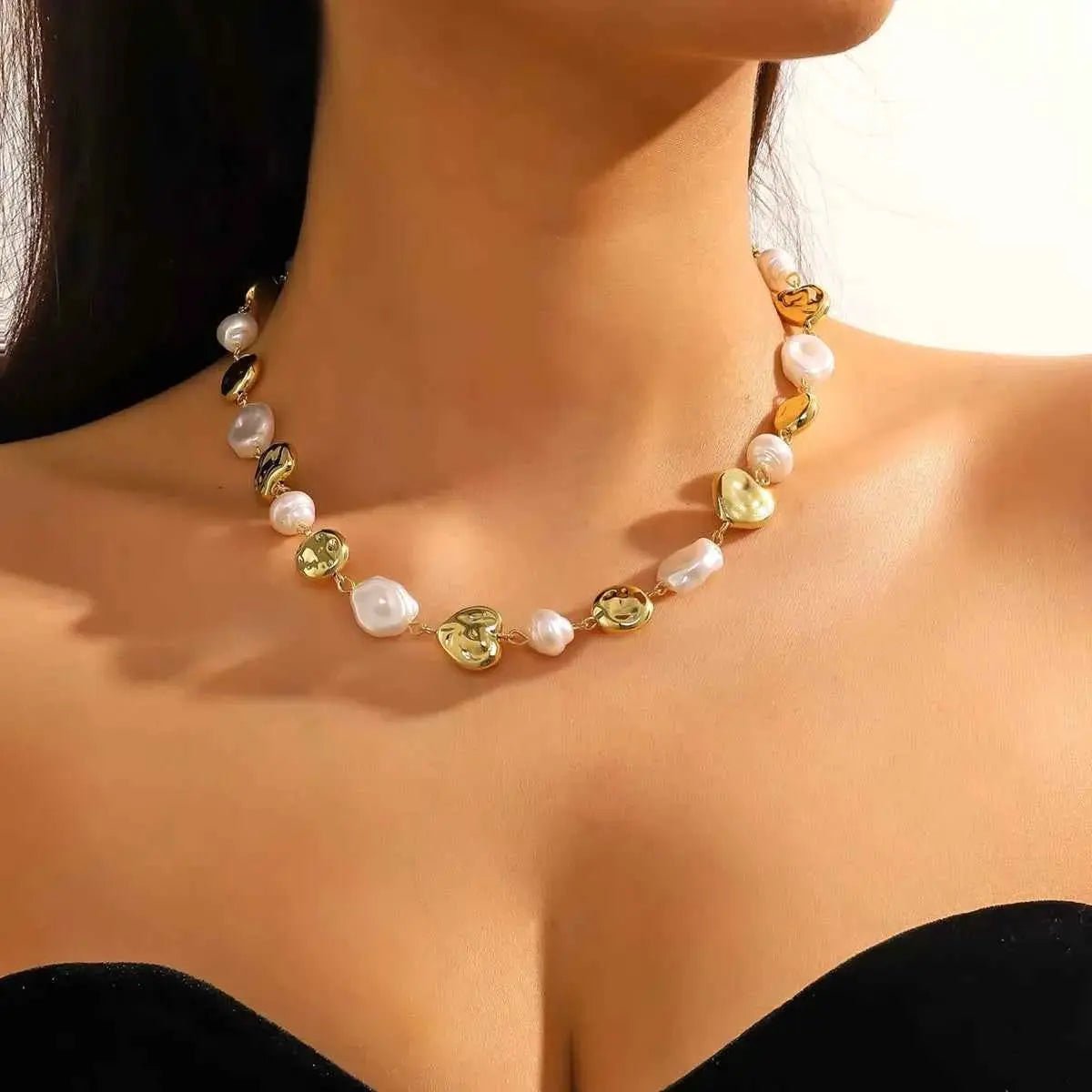 Alloy Pearl Chain Necklace - SmileBen