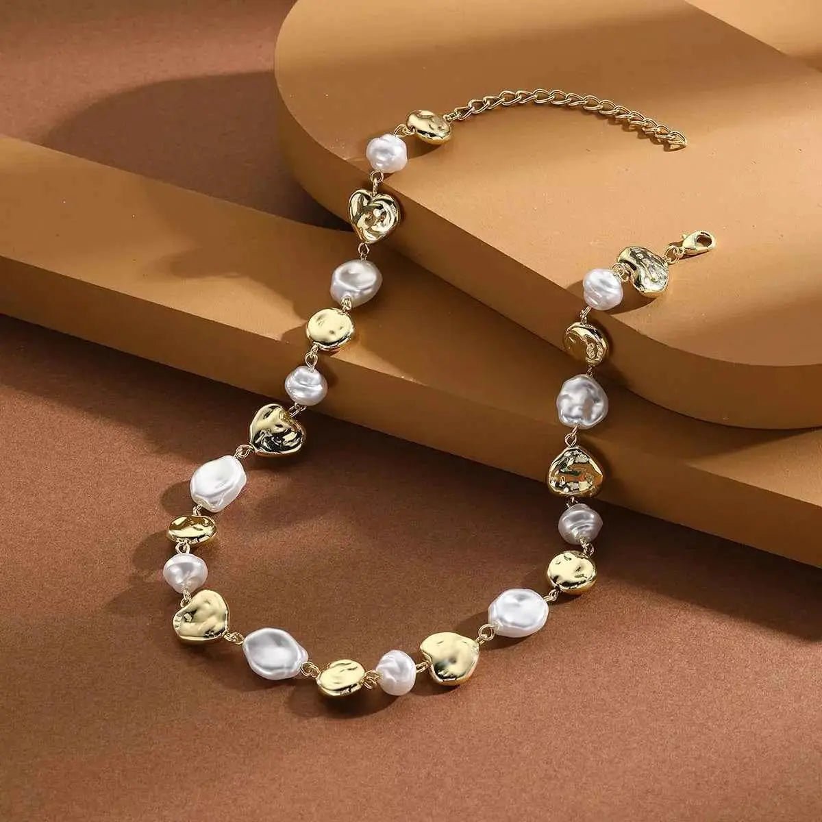 Alloy Pearl Chain Necklace - SmileBen