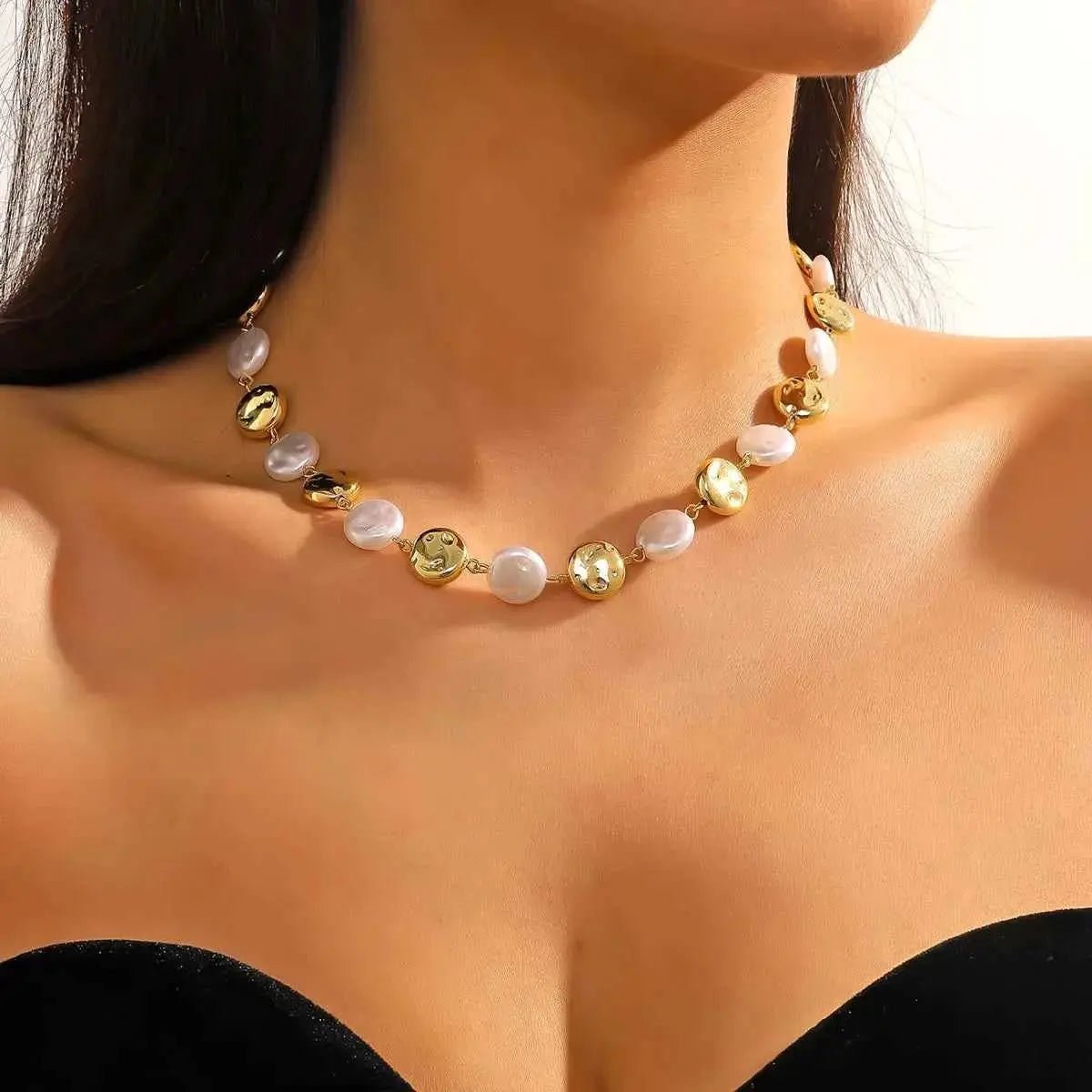 Alloy Pearl Chain Necklace - SmileBen