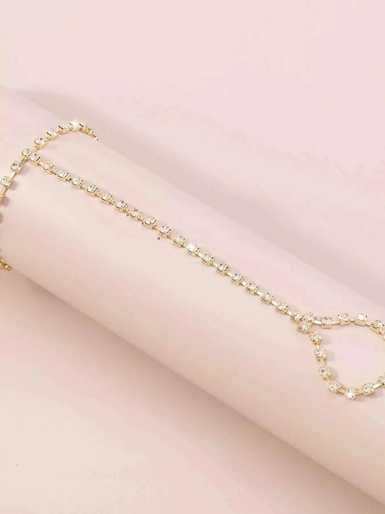 Alloy Rhinestone Bracelet with Ring - SmileBen