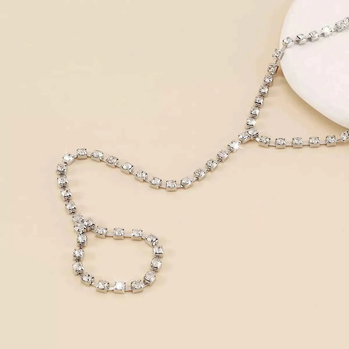Alloy Rhinestone Bracelet with Ring - SmileBen