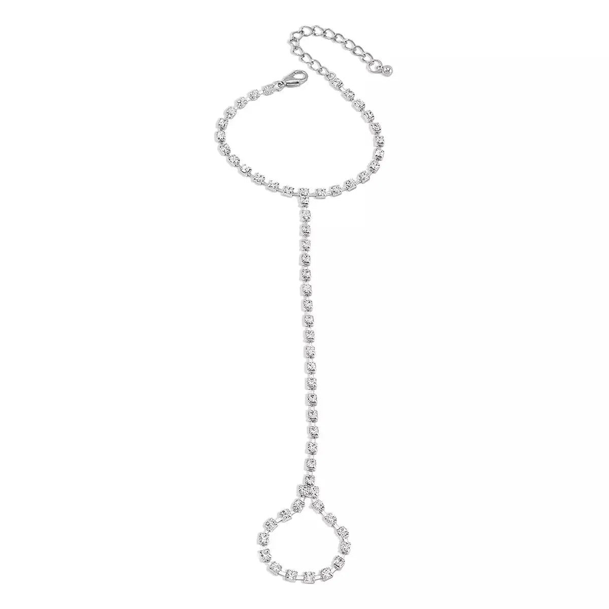 Alloy Rhinestone Bracelet with Ring - SmileBen