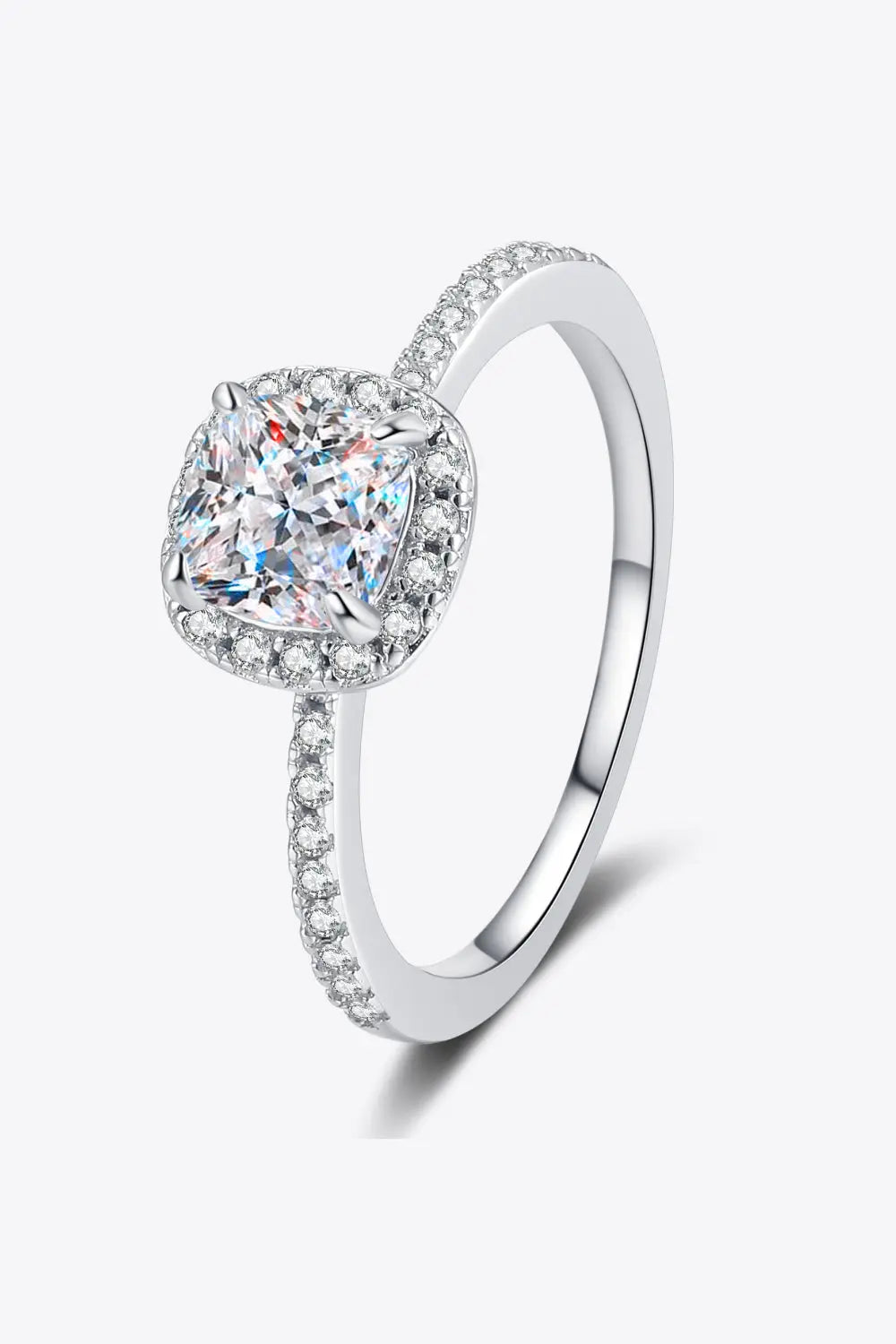 1 Carat Moissanite 925 Sterling Silver Halo Ring - SmileBen