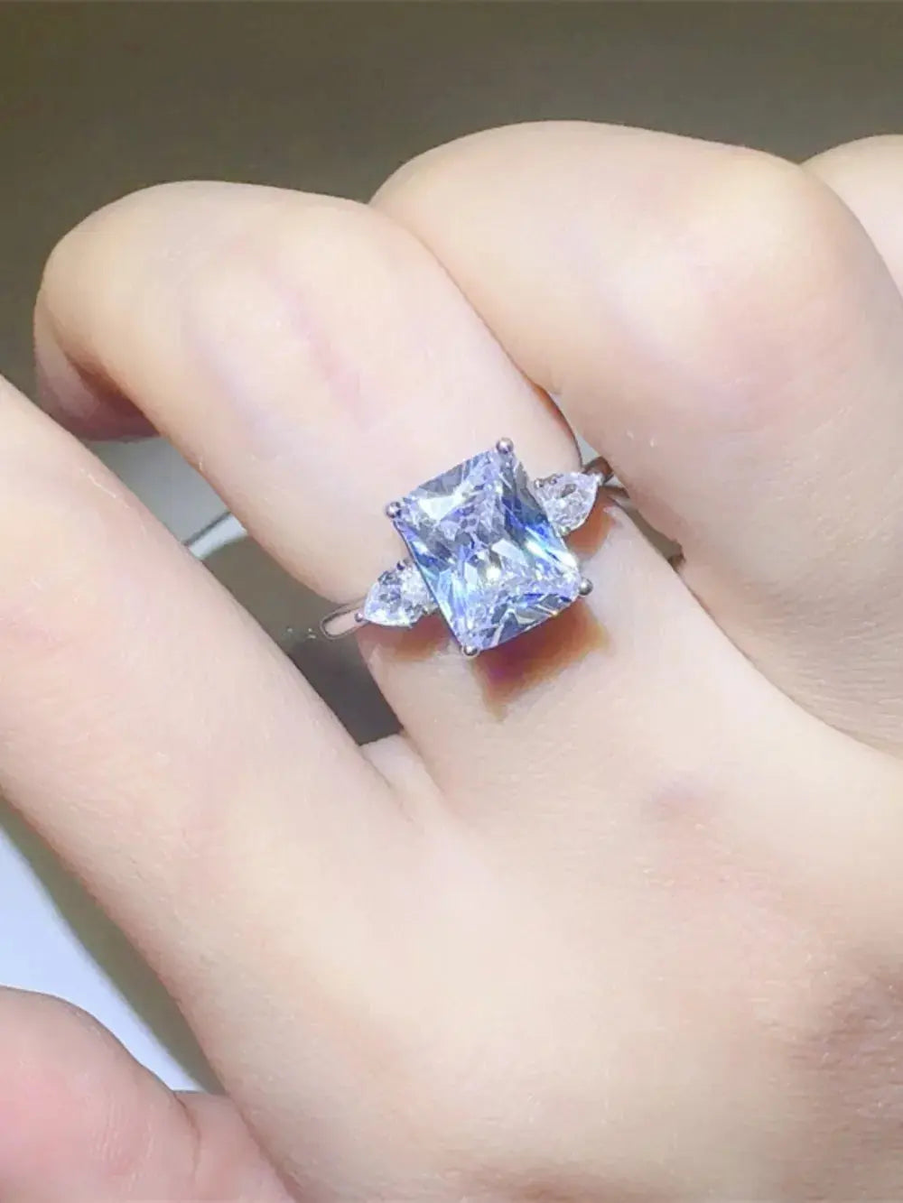 3 Carat Moissanite 925 Sterling Silver Square Shape Ring - SmileBen