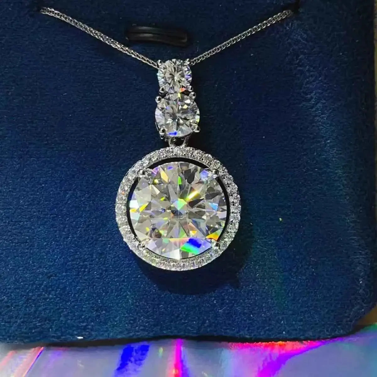 11.5 Carat Moissanite 925 Sterling Silver Pendant Necklace