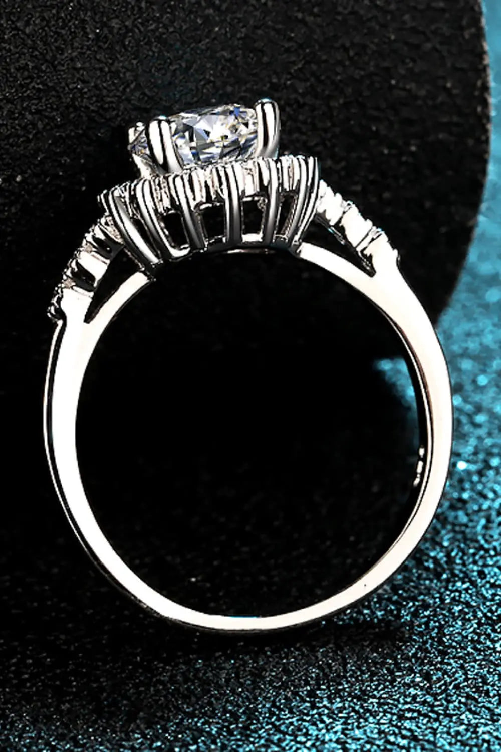 1 Carat Moissanite Rhodium-Plated Halo Ring - SmileBen