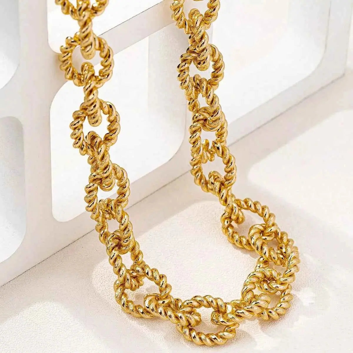 18K Gold-Plated Alloy Twisted Necklace - SmileBen