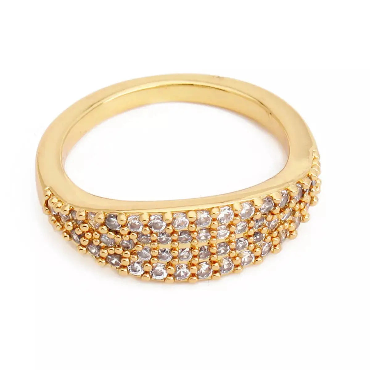 18K Gold-Plated Copper Zircon Round Ring - SmileBen