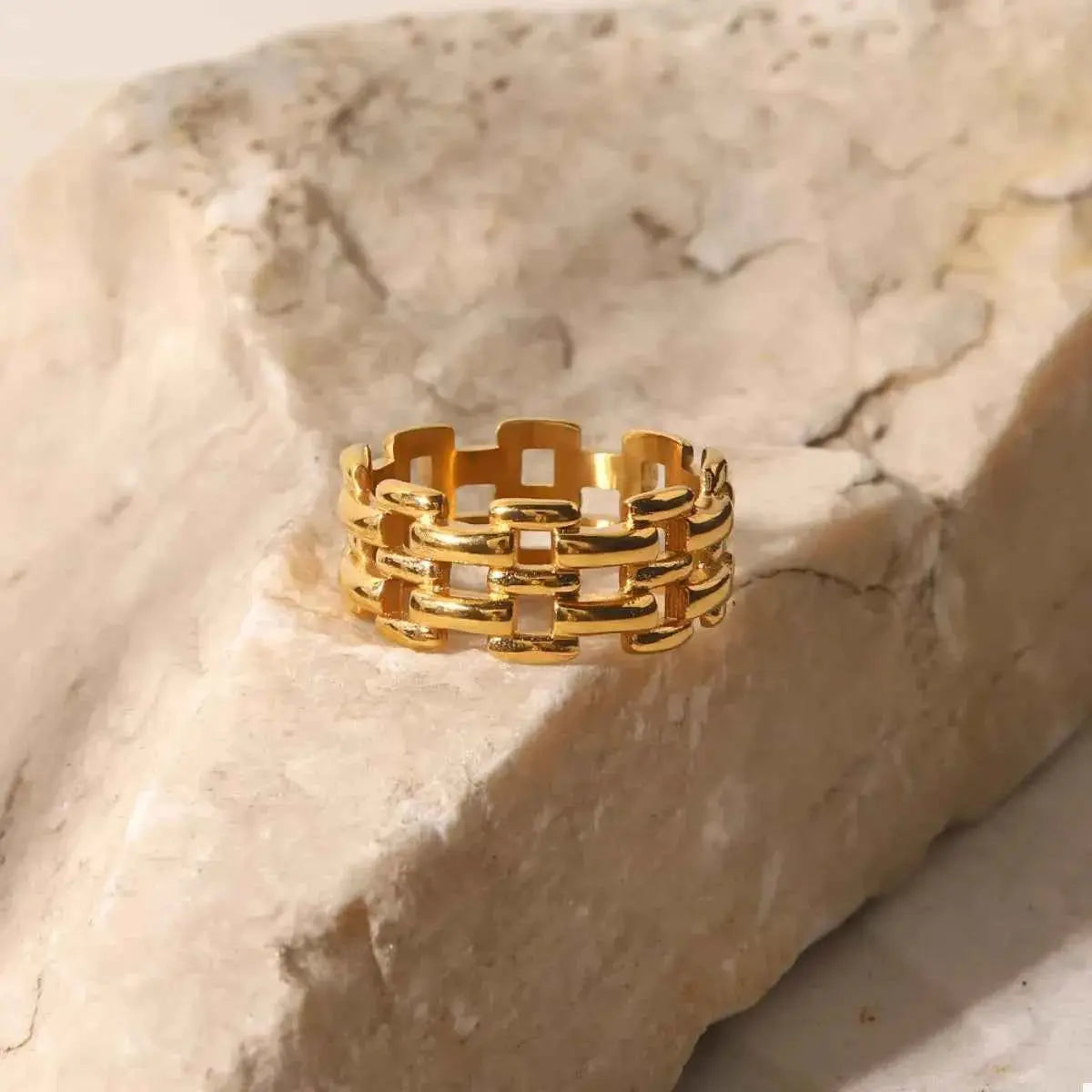 18K Gold-Plated Cutout Ring - SmileBen