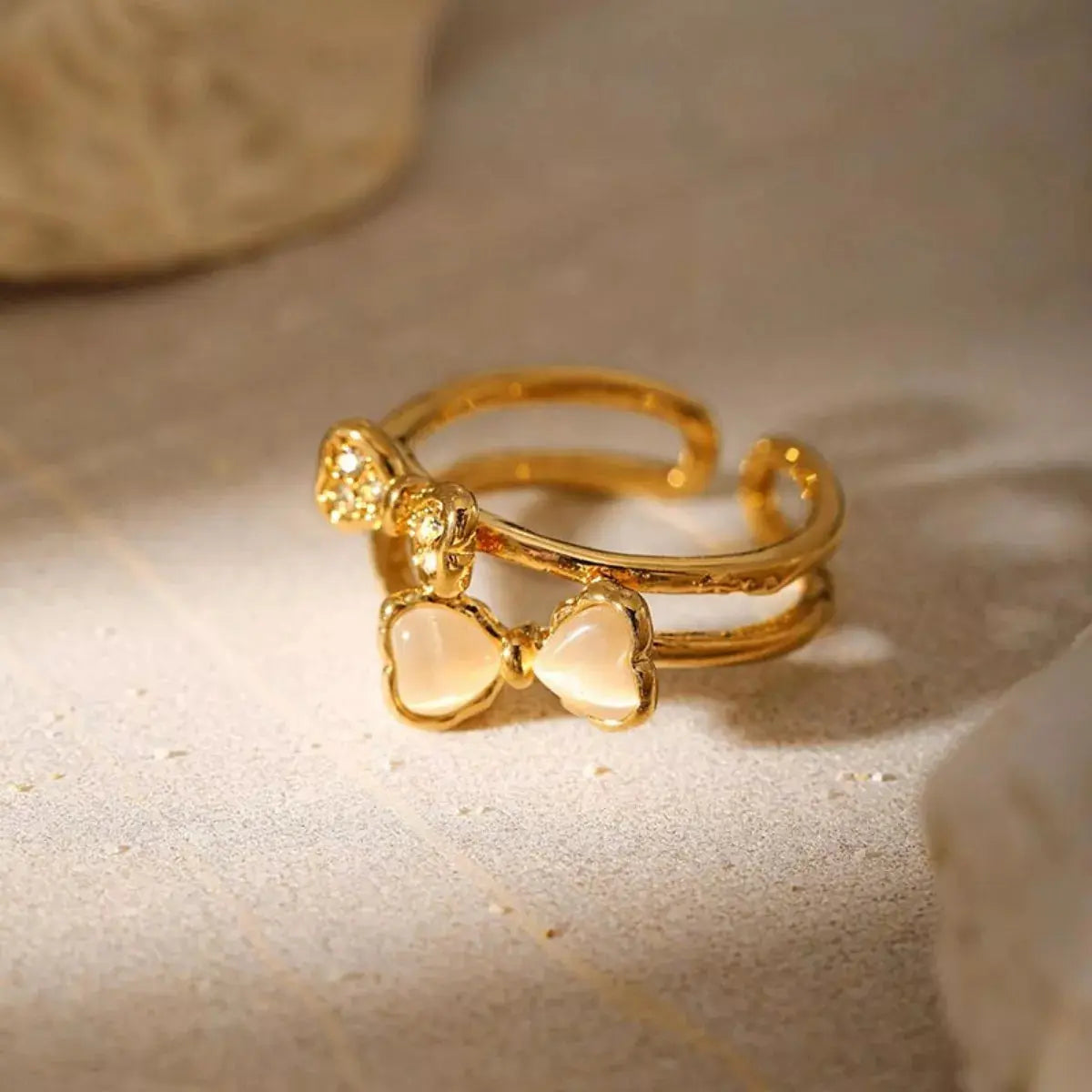 18K Gold-Plated Bow Open Ring - SmileBen