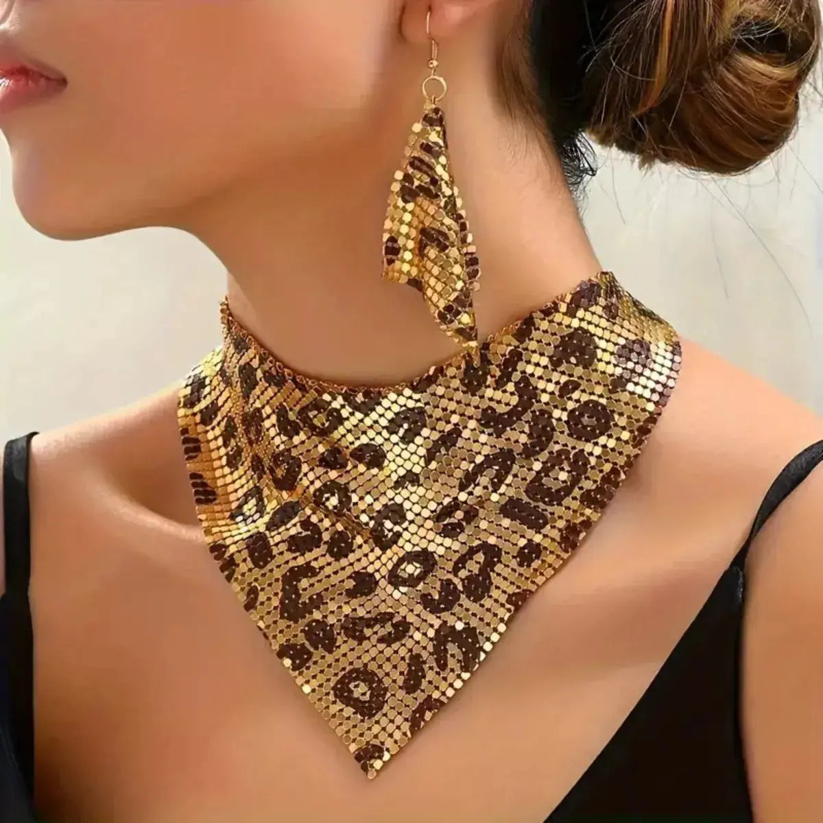 Leopard Necklace and Earrings Jewelry Set - SmileBen