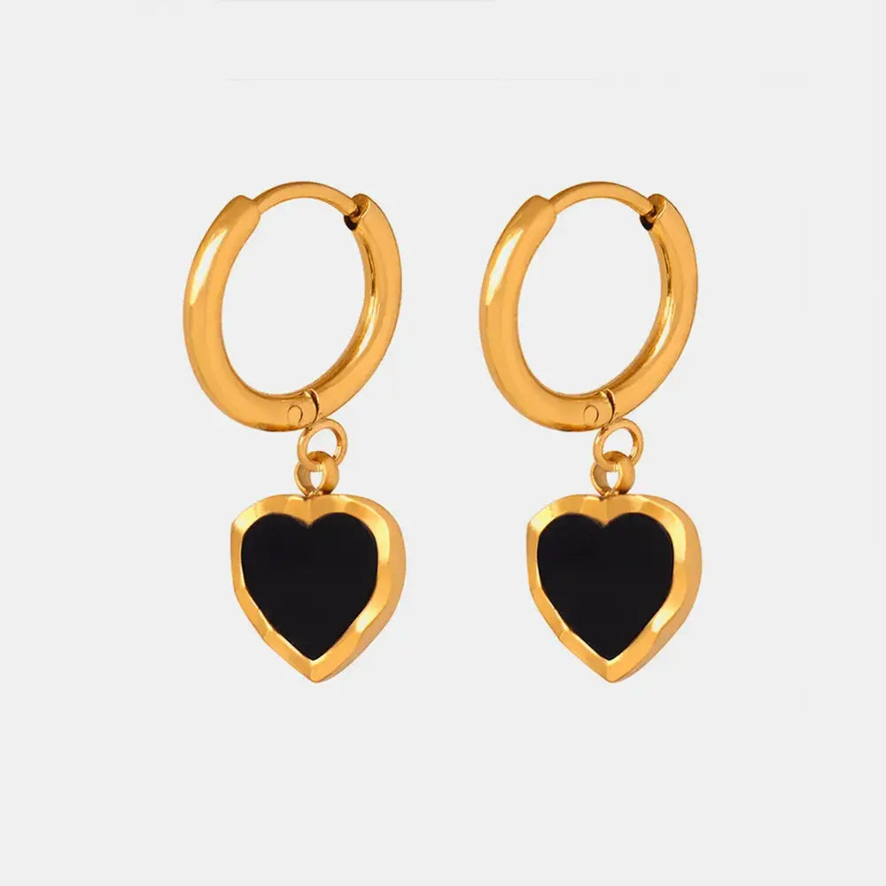 18K Gold-Plated Heart Drop Earrings - SmileBen
