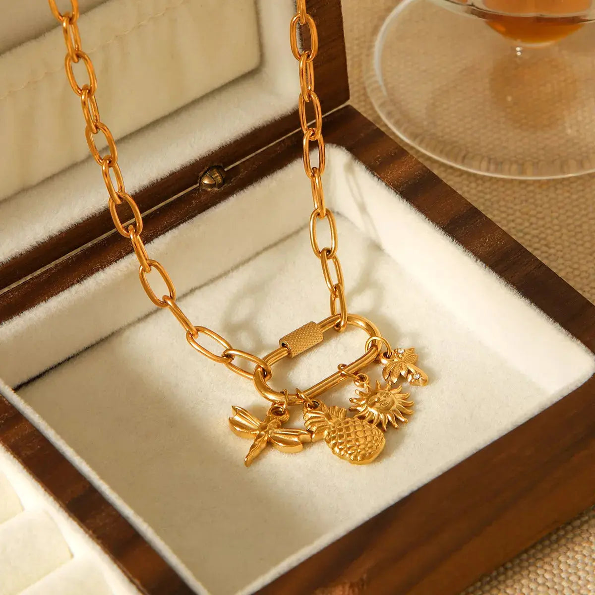 18K Gold-Plated Lock Chain Necklace - SmileBen