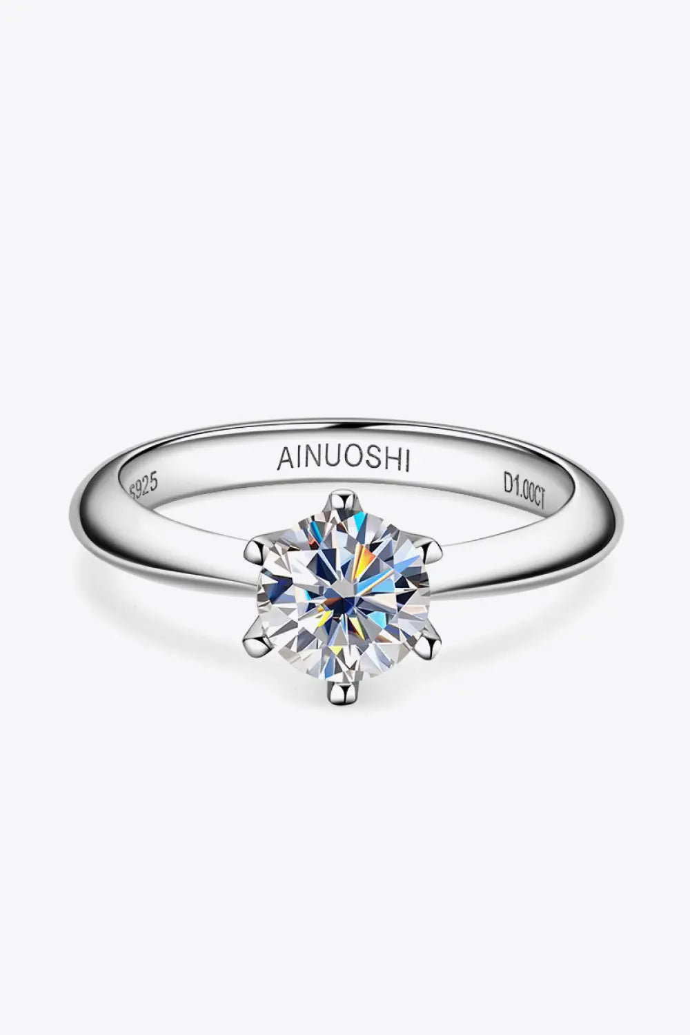 Wonderful Life 1 Carat Moissanite Platinum-Plated Ring - SmileBen