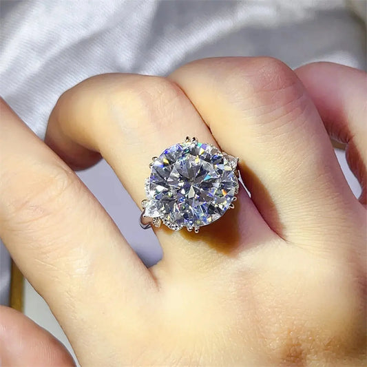 10 Carat Moissanite 925 Sterling Silver Ring - SmileBen
