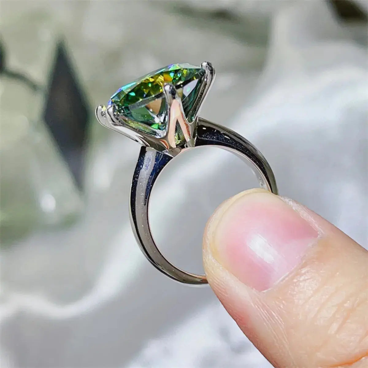 10 Carat Moissanite 925 Sterling Silver Ring - SmileBen