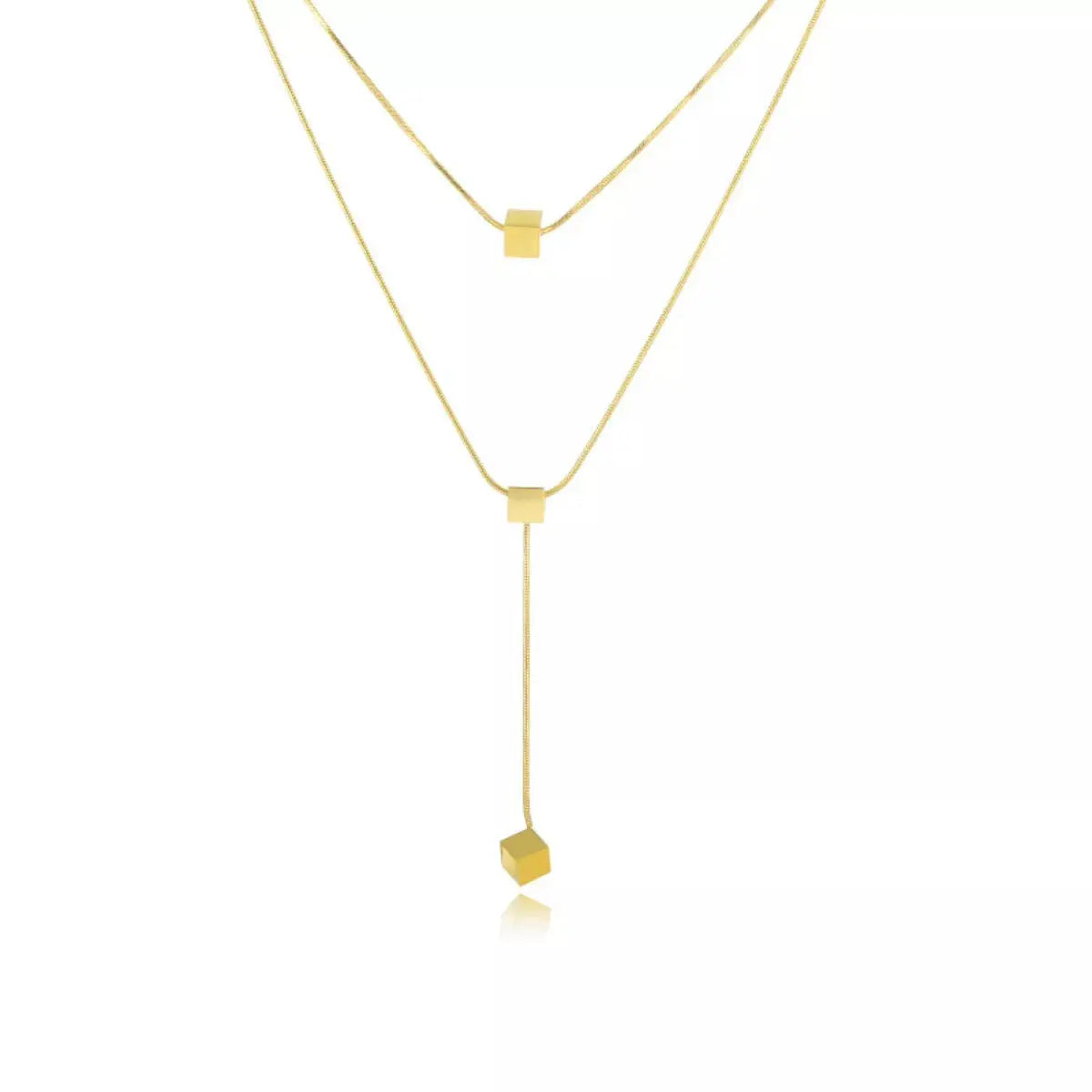 18K Gold-Plated Double Layered Geometric Necklace - SmileBen