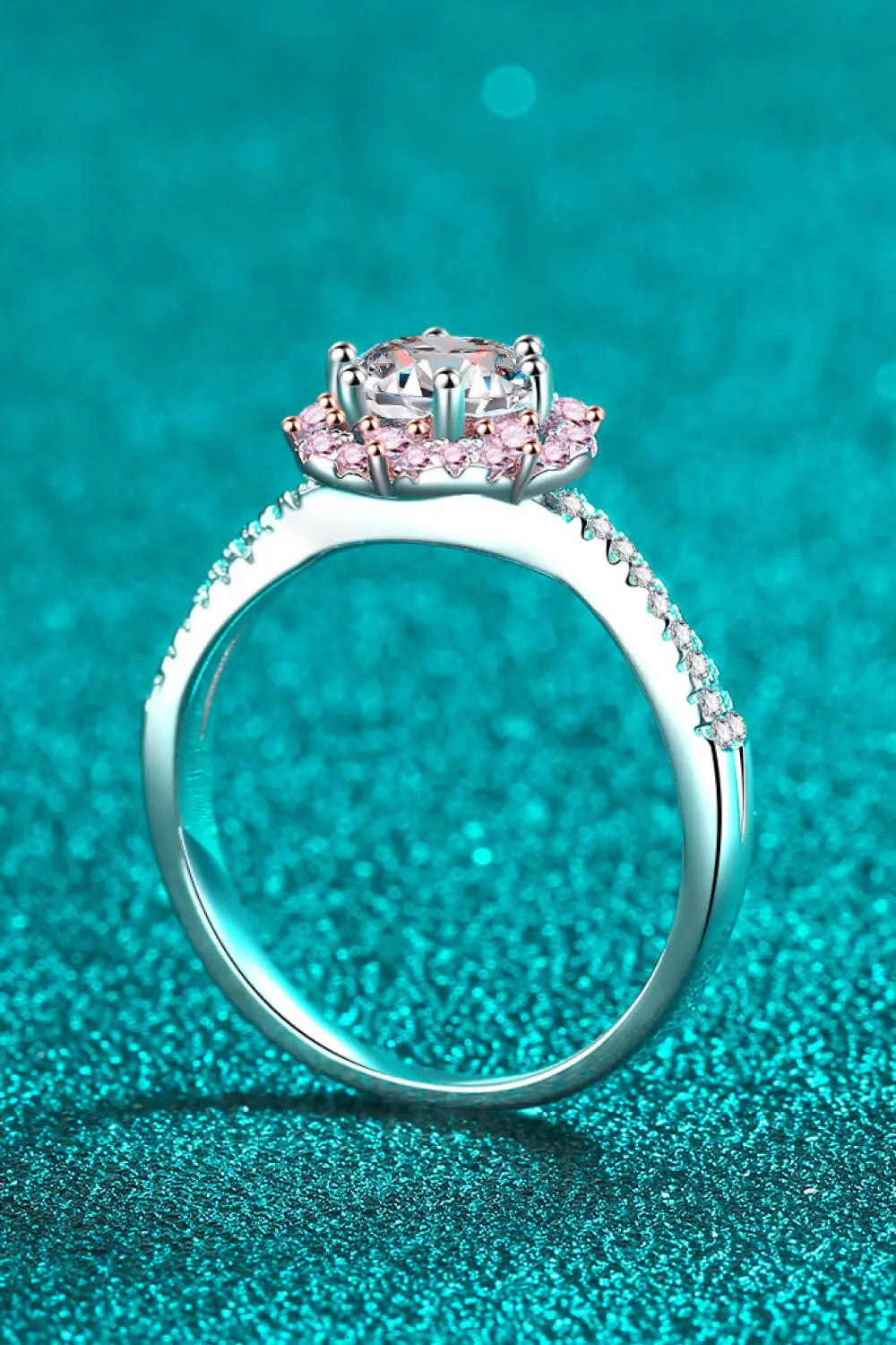 1 Carat Moissanite Flower-Shaped Crisscross Ring - SmileBen