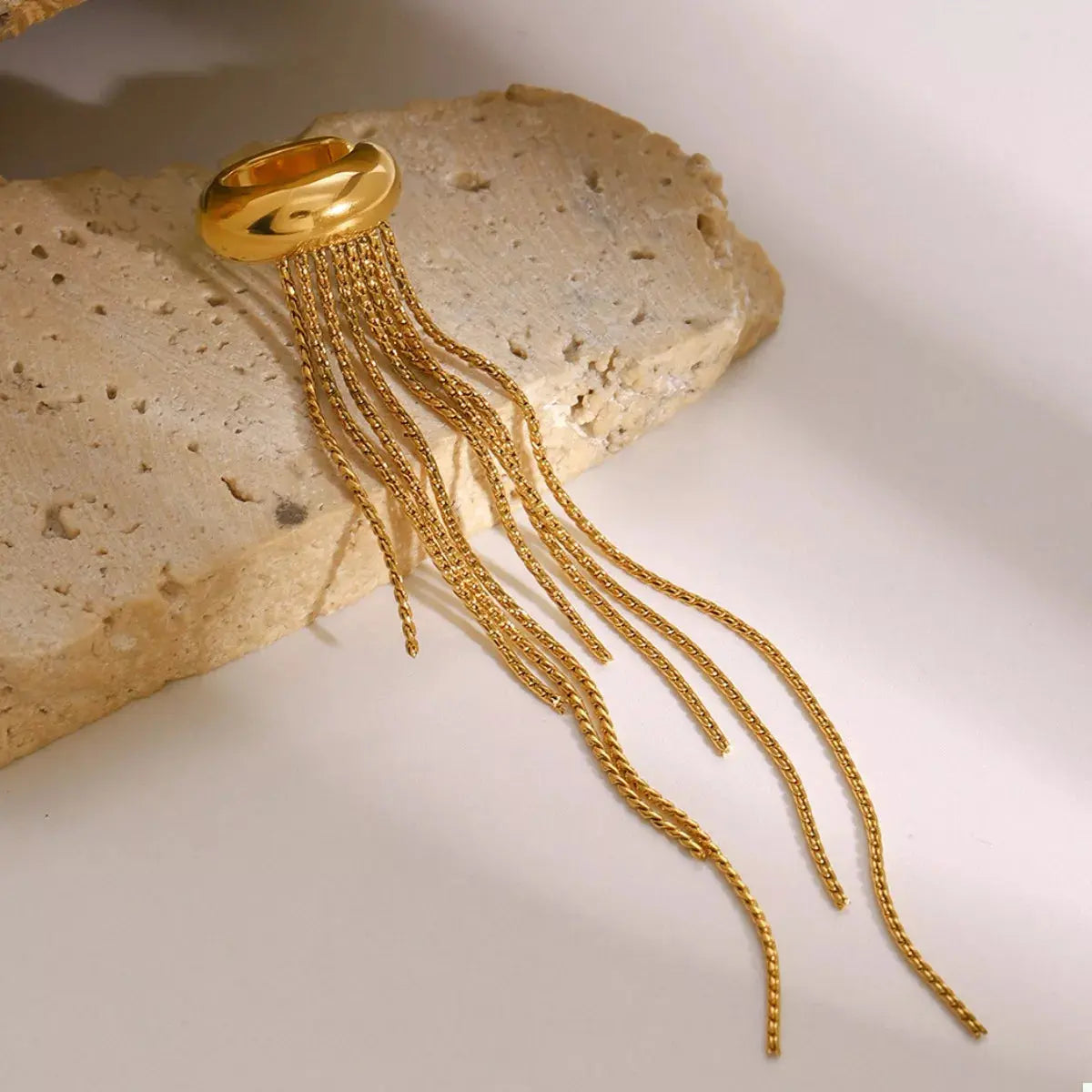 18K Gold-Plated Chain Fringe Earrings - SmileBen