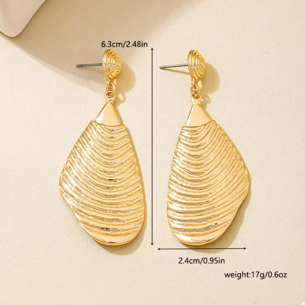 18K Gold-Plated Textured Dangle Earrings - SmileBen