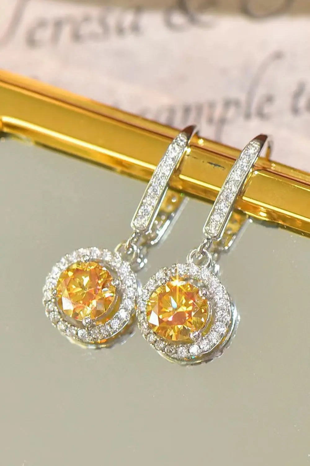 Platinum-Plated 2 Carat Moissanite Drop Earrings - SmileBen