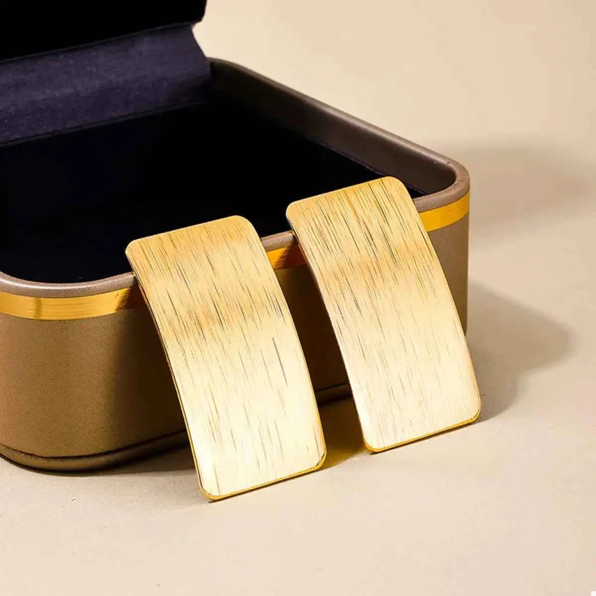 18K Gold-Plated Rectangle Earrings