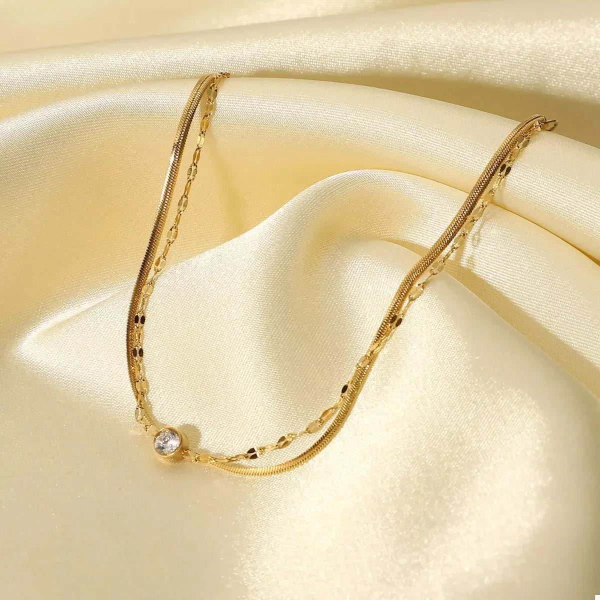 18K Gold-Plated Zircon Double Layered Bracelet - SmileBen