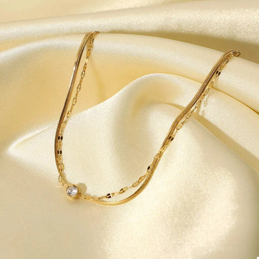 18K Gold-Plated Zircon Double Layered Bracelet - SmileBen