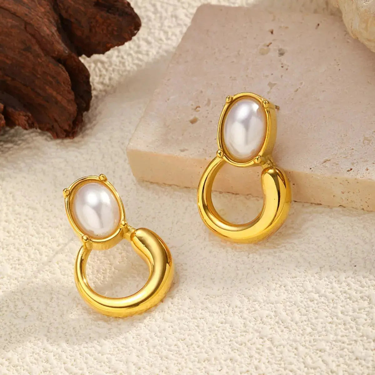 18K Gold-Plated Pearl Earrings - SmileBen