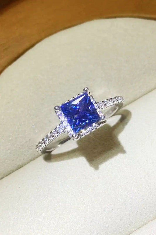 1 Carat Moissanite 925 Sterling Silver Square Ring - SmileBen
