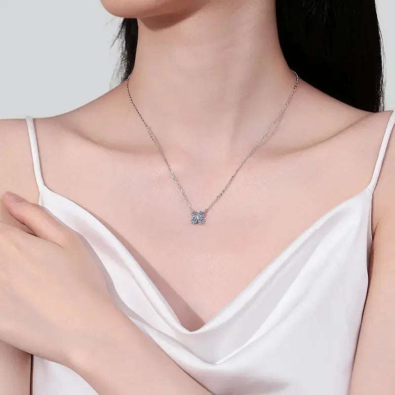 1.26 Carat Moissanite 925 Sterling Silver Geometric Shape Pendant Necklace - SmileBen