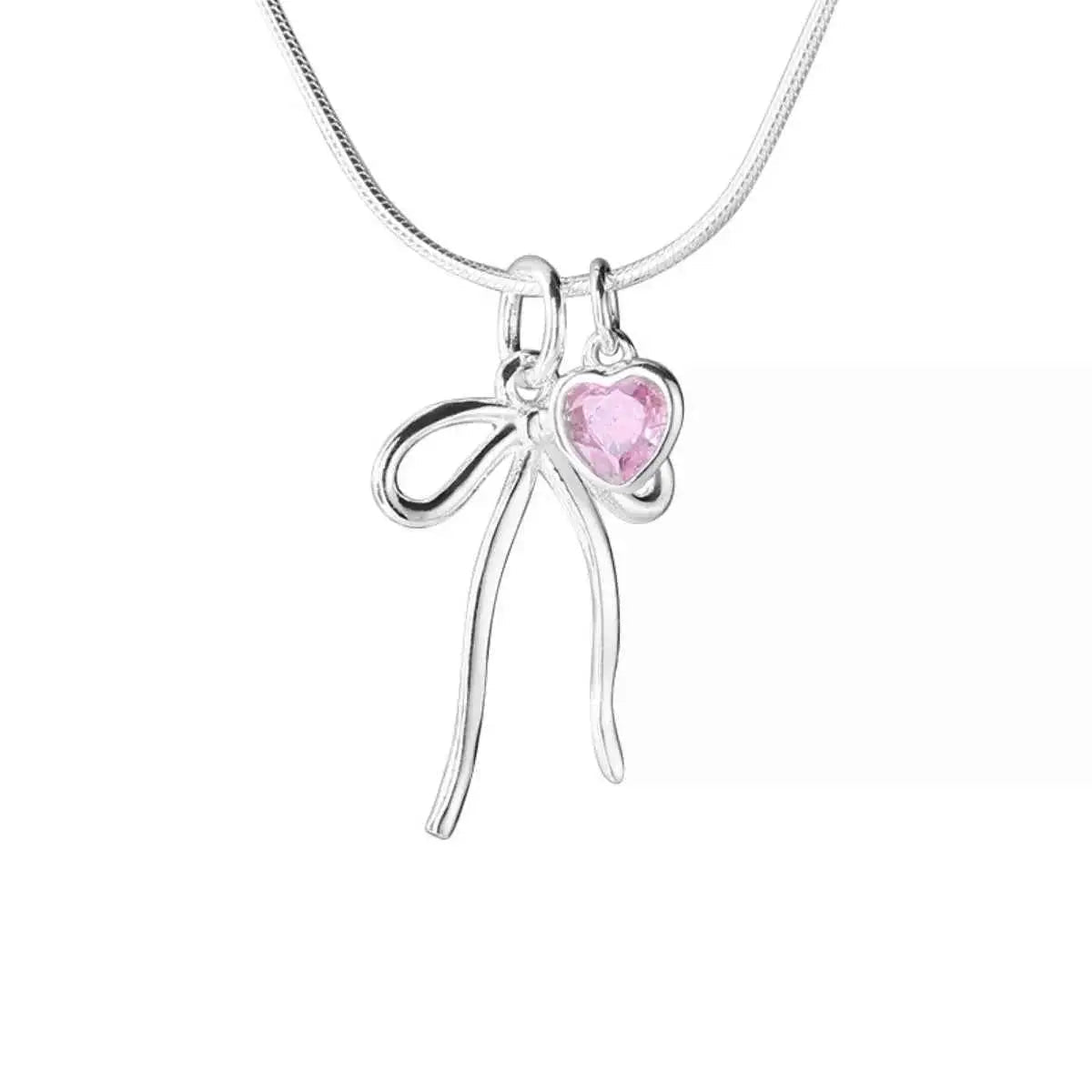 Bow & Heart Pendant Necklace - SmileBen
