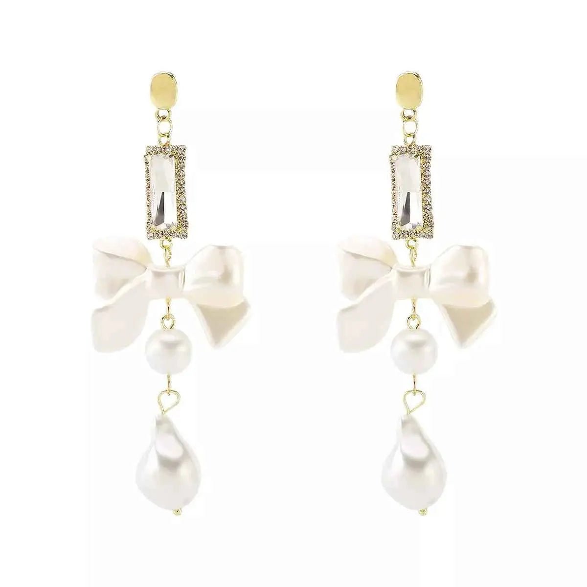 Bowknot Pearl Drop Earrings - SmileBen