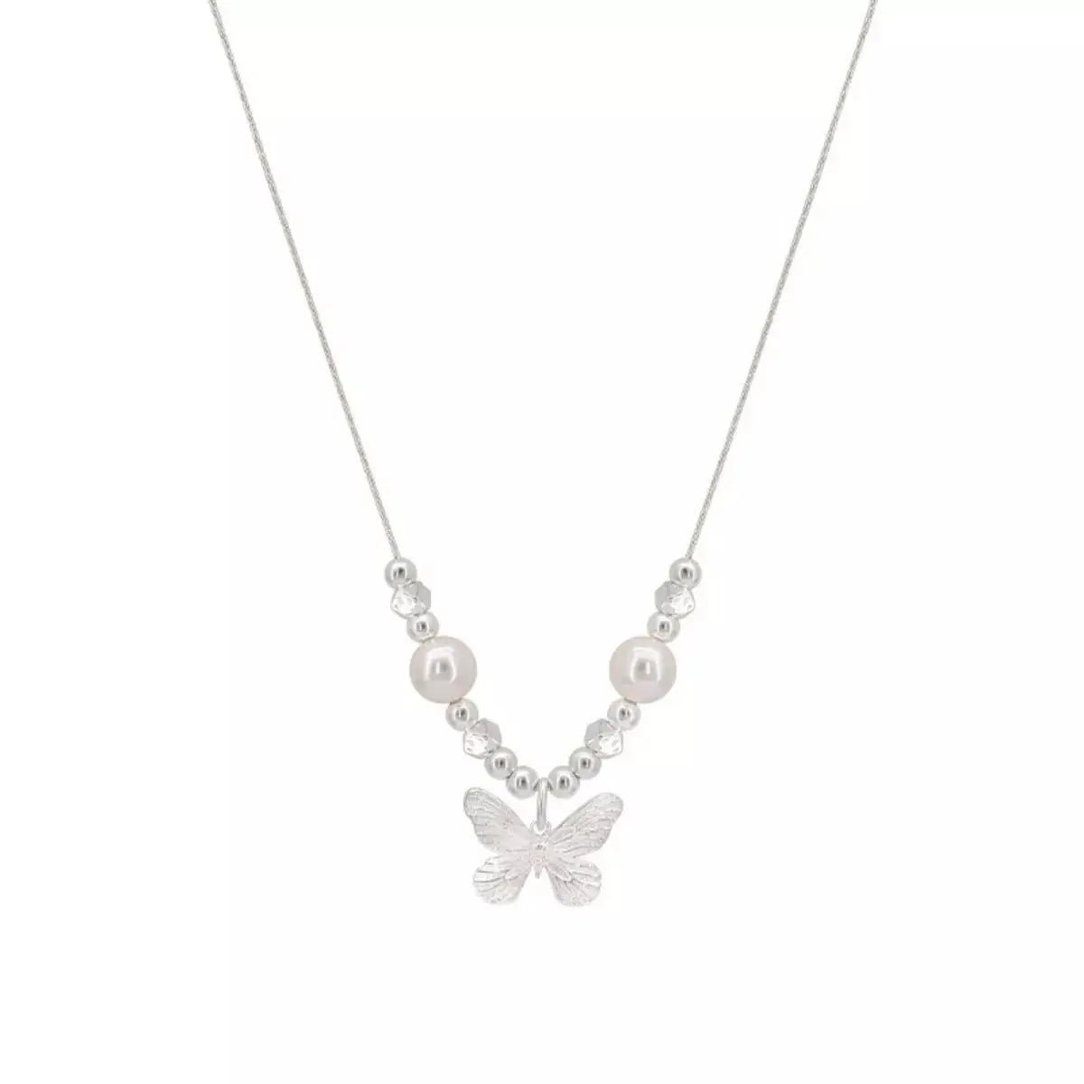 Butterfly Pearl Pendant Necklace - SmileBen