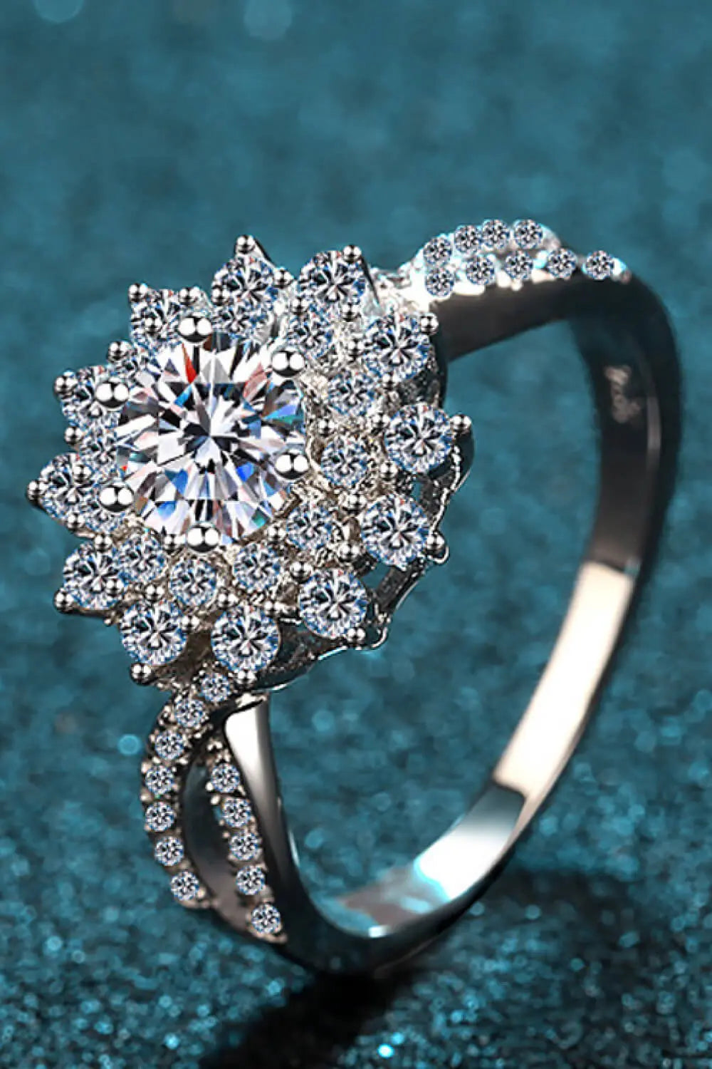 Moissanite Flower-Shape Split Shank Ring - SmileBen