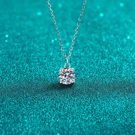 1 Carat Moissanite 925 Sterling Silver Necklace - SmileBen