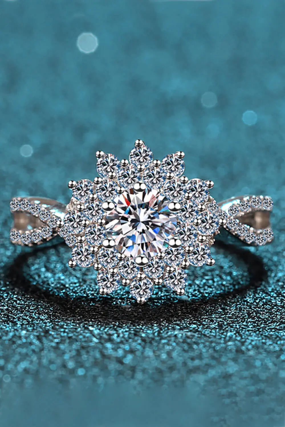 Moissanite Flower-Shape Split Shank Ring - SmileBen