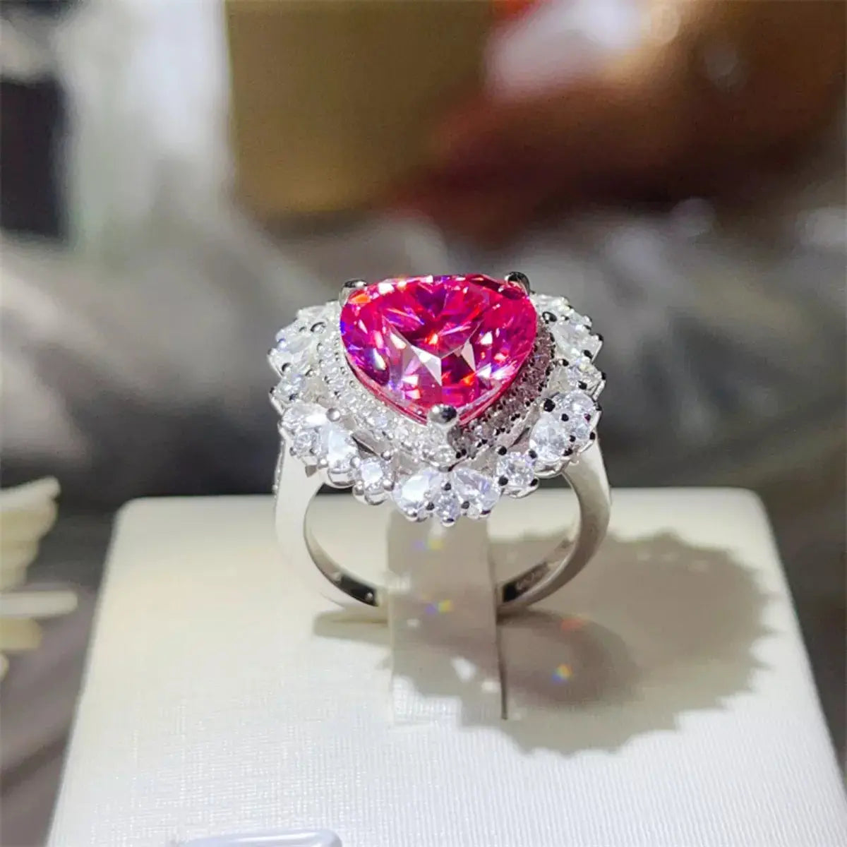 5 Carat Moissanite 925 Sterling Silver Heart-Shaped Ring - SmileBen