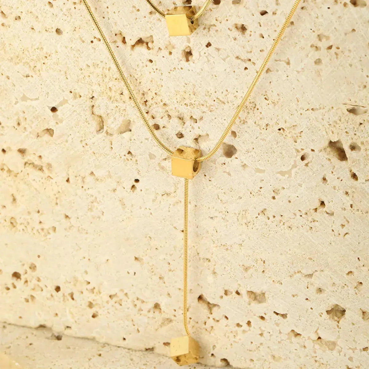 18K Gold-Plated Double Layered Geometric Necklace - SmileBen