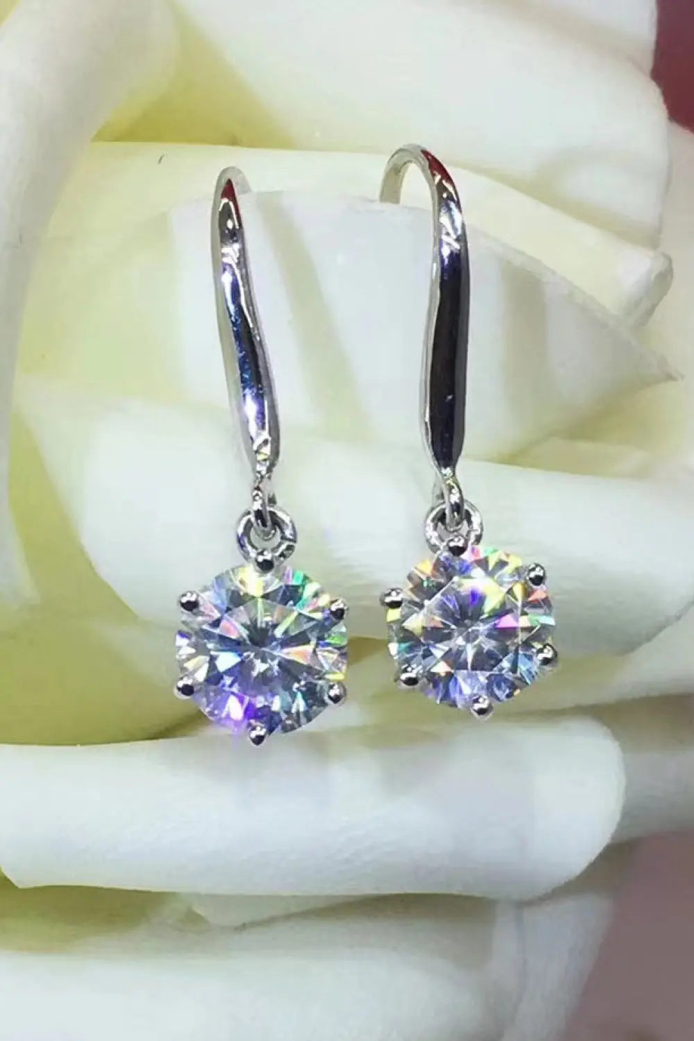 2 Carat Moissanite 6-Prong Drop Earrings - SmileBen