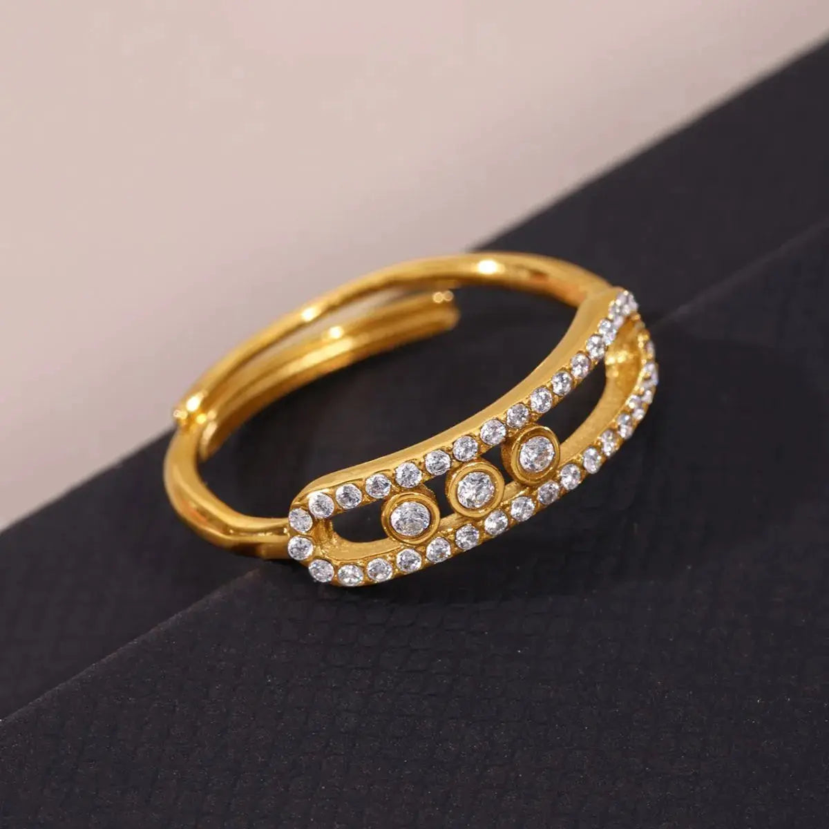 Moving Crystal Bar Necklace and Ring Jewelry Set - SmileBen