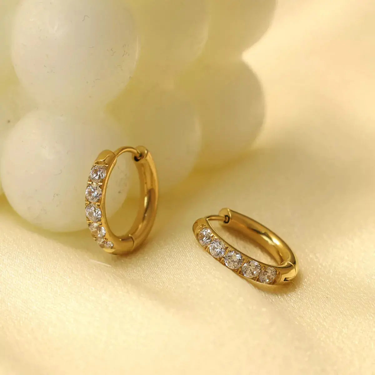 18K Gold-Plated Zircon Hoop Earrings - SmileBen