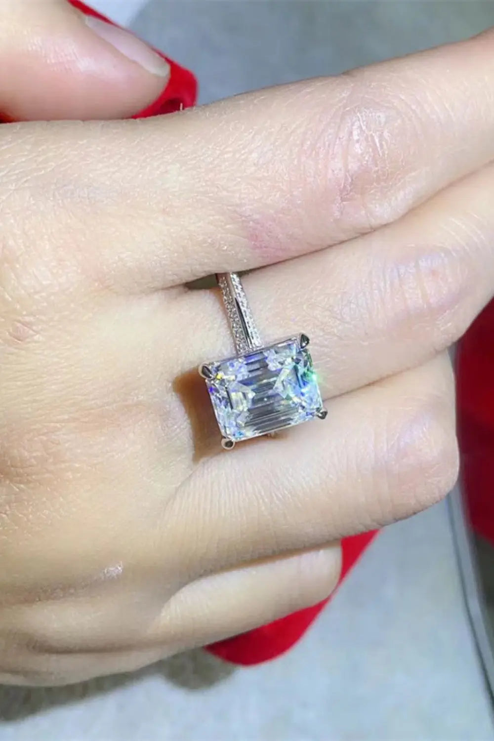 5 Carat Moissanite Platinum-Plated Ring - SmileBen