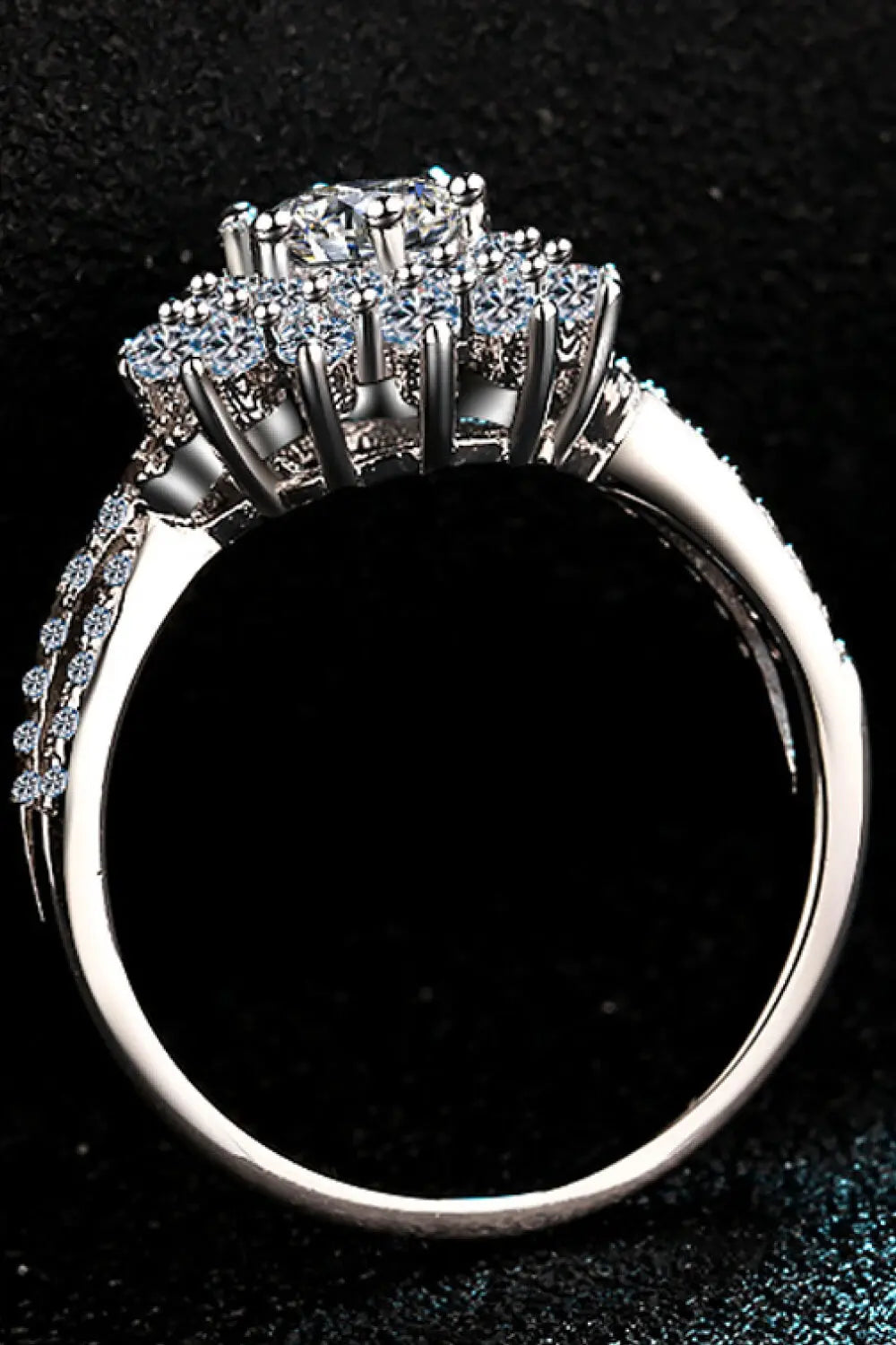 Moissanite Flower-Shape Split Shank Ring - SmileBen