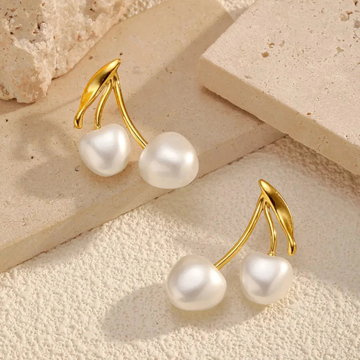 Pearl Cherry Drop Earrings - SmileBen